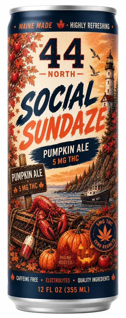 Pumpkin Ale Social Sundaze slim can with autumn label artwork