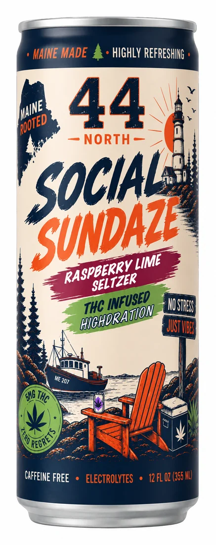Raspberry Lime Seltzer Social Sundaze slim can